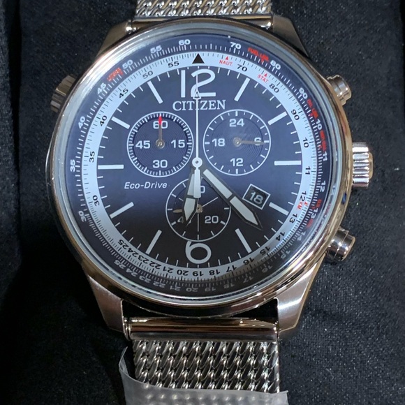 Citizen Eco-Drive Luxury Stainless Steel Chronograph Men's Quartz Watch, 43mm - Picture 10 of 14